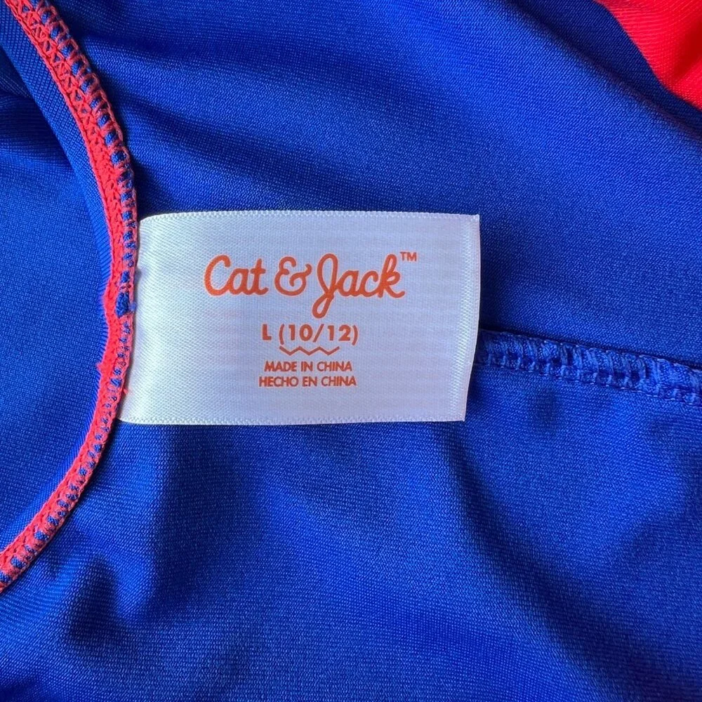 Cat & Jack Red Blue Sparkle Rhinestone Tank Leotard Wicking Fabric Girls L 10/12